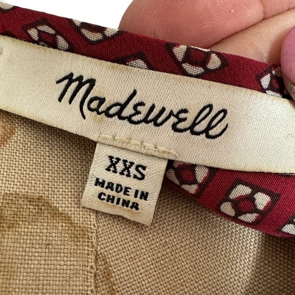 Madewell short sleeve silk blouse xxs red and cream - Picture 4 of 6